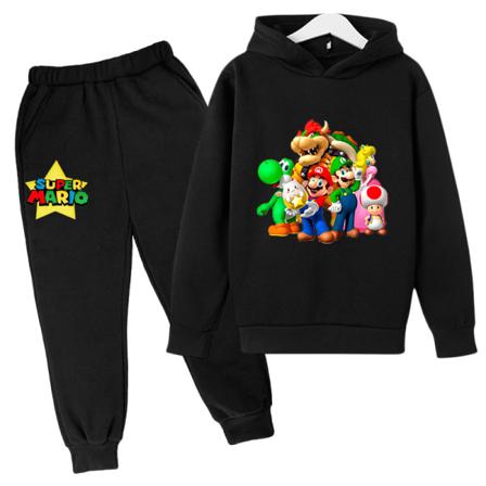 Mario-genser og -bukser i fleece for barn, høst- og vårtrend 2023 Black 110cm