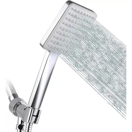 Handhållet högtrycksduschmunstycke med 6 spraylägen, 1,5 m duschslang Silver—pa