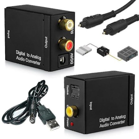Digital til analog lydkonverter optisk koaksial Toslink Rca L/r lydadaptere