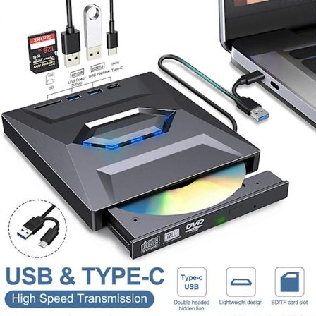 7-i-1 Ekstern USB 3.0 DVD CD RW Brenner Driv Leser Spiller For Laptop PC
