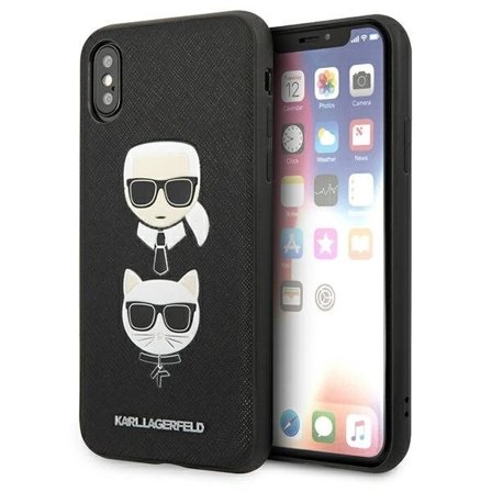 Karl Lagerfeld Saffiano Karl&Choupette Huvudfodral för iPhone XS Max - svart
