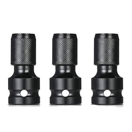 3 stk 1/4 tommers bitsokkeladapter, 1/2 tommers firkantdrift (1,3 cm) til 1/4 tommers sekskantet skaft (0,6 cm