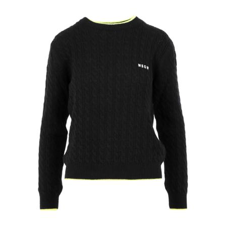 Msgm, Round-neck Knitwear Zwart, Dames, Maat:M