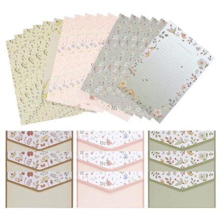 Stationery and Envelope Set Vintage Floral Design