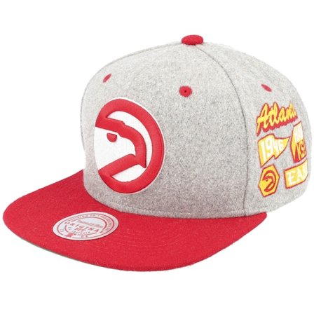 Mitchell & Ness - NBA Grau snapback Cap - Atlanta Hawks Melton Patch Grey/Red Snapback @ Hatstore