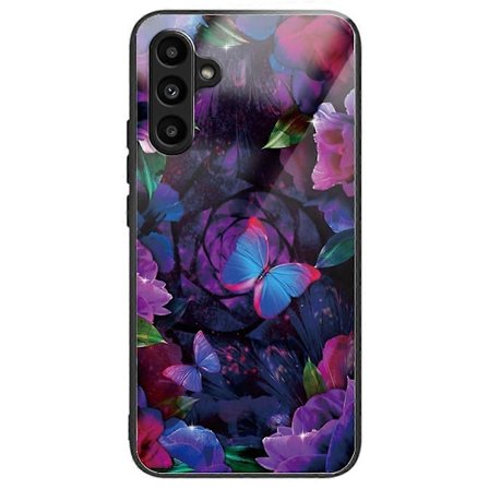 For Samsung Galaxy A55 5G Herdet Glass Deksel TPU Ramme Mønster Beskyttende Telefon Deksel