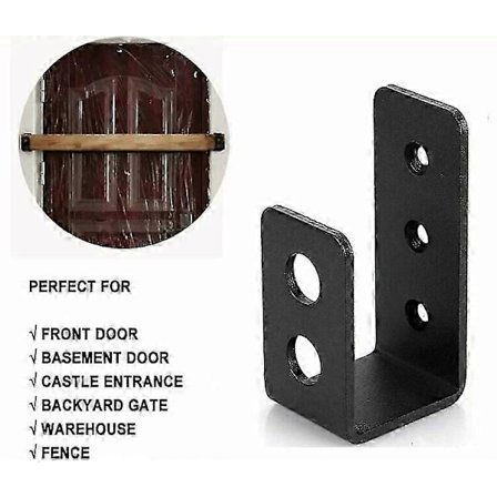 2 Pakning Kraftige Dørfester i Stål for 2 x 4 Dører - U-formet Sikkerhetsstang