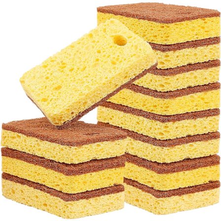 12 stk. svamp (kokos) naturlig køkken bionedbrydelig øko anti-ridse komposterbar cellulose sisal og kokosnøddeskal skuresvamp