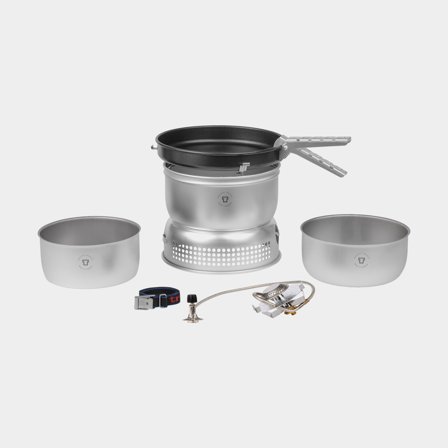 Gaskooktoestel / stormkeuken Trangia 25 Large, 2100 W + 2 pannen in DS / Duossal 2.0-laminaat + 1 koekenpan in NS / Non Stick-teflon + windscherm in 