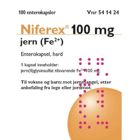 Niferex 100 mg enterokapsler 100 stk