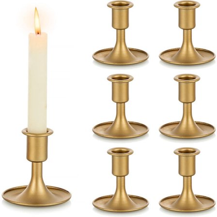 Lysestage Guld Stanglys - Sæt med 6 Standard Metallys - Guld