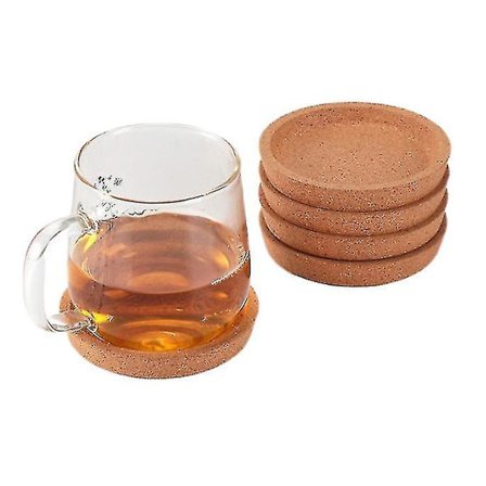 4 stk. Trebrikker Kork Drikkebrikker Runde Trebrikker Naturlige Kork Kaffebrikker