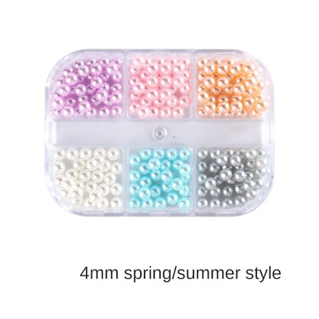 Nageldekorationer för Nail Art Halvcirkel Full Circle Färgglad Pearl Aurora 6-grid Pearl ZZ01 12g