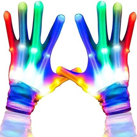 1 Par Multifarvede LED Blinkende Handsker, LED Handsker, Blinkende