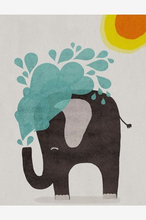 Pelcasa - Juliste Funny Elephant - Harmaa - Julisteet & taulut - - Homeroom