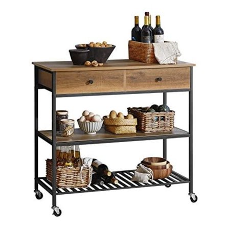 Rootz industriel køkkenvogn i vintagestil Køkkenvogn til opbevaringsvogn Serveringsvogn med 2 skuffer 2 hylder