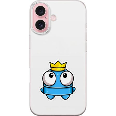 Kompatibel Mobilcover til Apple Apple iPhone 16 Blå tegnet figur med krone og store øjne i legende kongelig stil