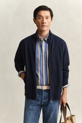 GANT - Sacker Rib Zip Genser til herre evening blue