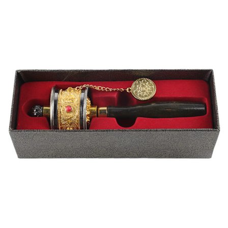 Tiibetin buddhalaisuuden rukousmylly, kultainen käsintehty buddhalainen mantra