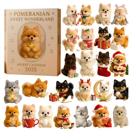 Ny Pomeranian blind box, adventskalender, blind box julgransdekoration, akrylhänge.