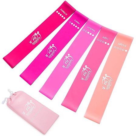 Fit Simplify Resistance Loop Exercise Bands With Instruction Guide And Carry Bag, Set Of 5
