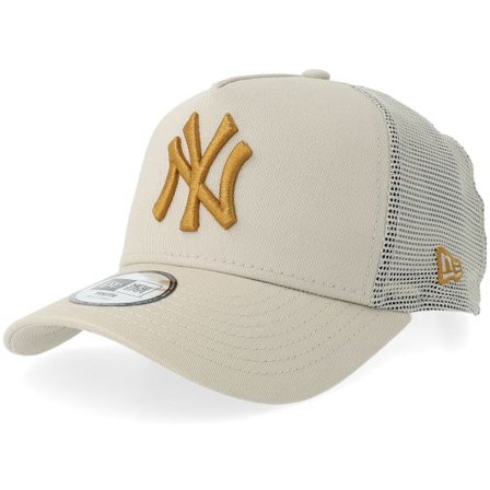 New Era - MLB Beige trucker Keps - Kids New York Yankees League Essential Stone/Gold A-frame Trucker @ Hatstore