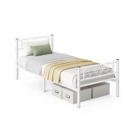 Rootz Metal Bed Frame - Yksinkertainen kokoonpano - tukeva sänky - jauhepäällysteinen metalli - Matt White Finish - 208 cm x 91,8 cm x 86,4 cm
