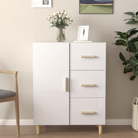 Vidaxl Skänk Vit Högglans 69,5x34x90 Cm Konstruerat Trä Vit