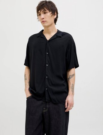 Jack & Jones Jjejeff Solid Resort Shirt S/S Sn - Black - XL