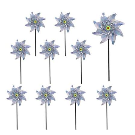 10 st vindkvarn reflektor fågelavvisande, fågelavvisande reflektor, reflekterande vindkvarn fågelavvisande anti-fåglar för att skydda trädgård, 