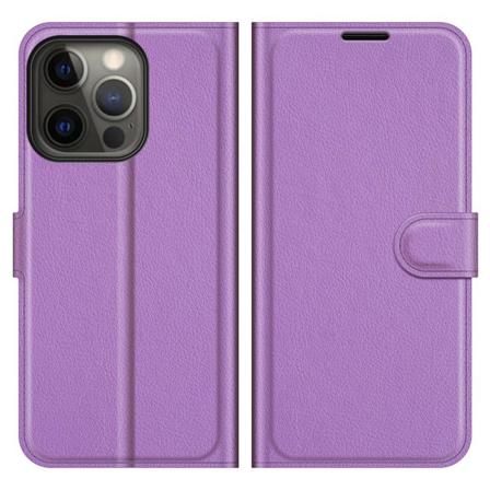 Iphone 13 Pro Max - Litchi Slim Läder Fodral - Lila