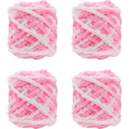(Rosa Vit) 4 Pack 100g Akryl Stickgarn för Virkning, Stickning
