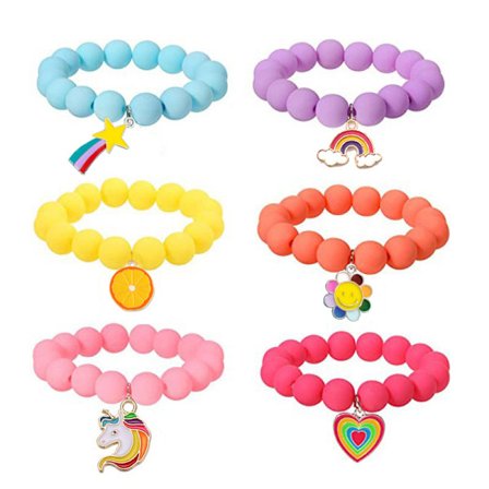 Yksisarvinen helmi riipusrannekoru tyttölapselle, 6 kpl, sateenkaarihirviö aurinko