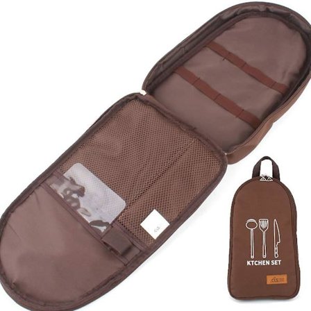 Brun Camping Resväska för Köksredskap, Bärbar Väska för BBQ Camping Köksredskap (Endast 1 st Väska)
