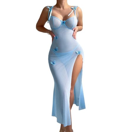 Genomskinlig Babydoll Underklädesset, Sexig Mesh Chemise för Kvinnor med Hög Slits och Bygel, Nattkläder i Stora Storlekar för Romantiska Tillfällen (