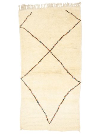 Anudada A Mano Berber Moroccan - Beni Ourain 93X186 Alfombra De Lana Pequeño