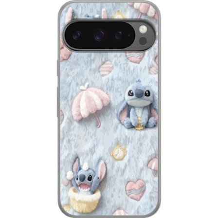 Yhteensopiva Puhelinkuori Google Pixel 9 Pro XL Pisto kuvioita sydämillä, sateenvarjoilla ja pastellin värisellä pehmeällä taustalla