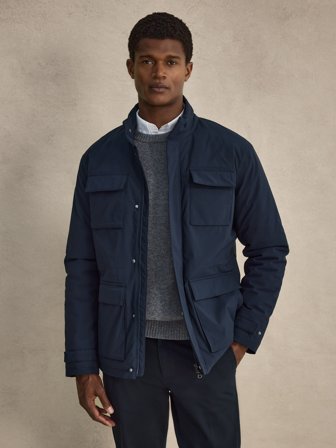 John Henric Men's Navy Blue Padded Field Jacket Size XL