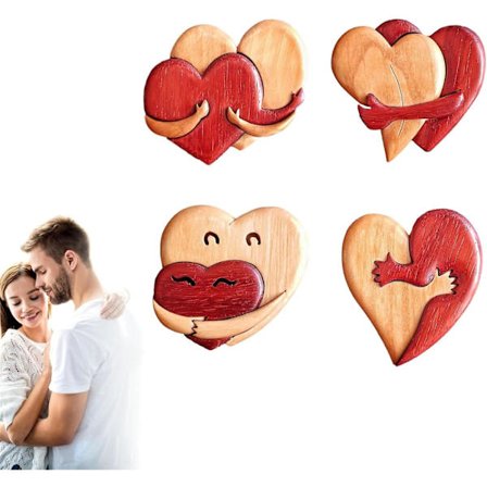 Et kram fra mit hjerte til dig Håndlavede træskæringer, Et kram fra mit hjerte til dit, Træ Et kram fra mit hjerte, Gave til ham og hende