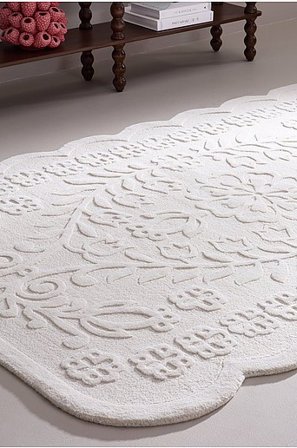 Jotex - Uldgulvtæppe 160x230 Cm Uld/Viskose Hvid Ensfarvet ALBA Køb Uldtæpper hos Jotex