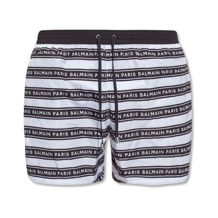 Balmain Swim Shorts With Logo Hvid, Herre Badeshorts