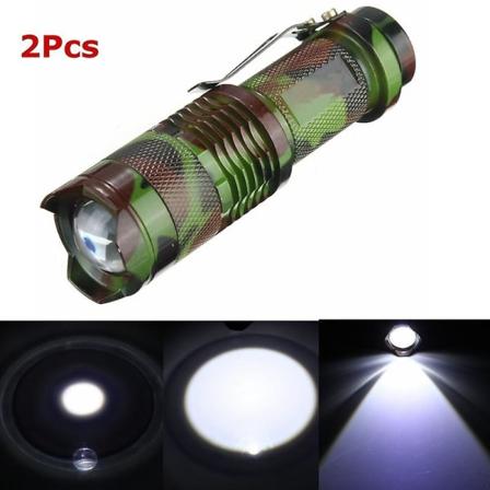 2st Kamouflage MECO Q5 500LM Multicolor Zoombar Mini LED-ficklampa 14500/AA
