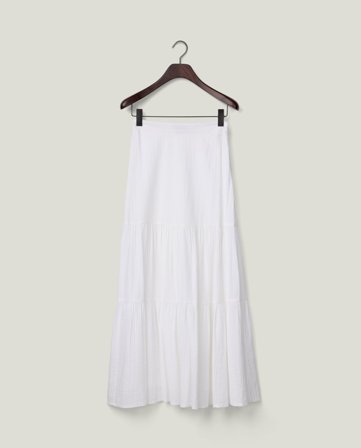 Lexington Seersucker-Maxirock, weiß