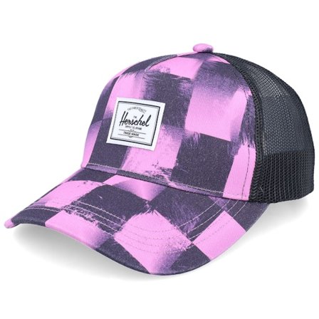 Herschel - Rosa trucker Cappellino - Kids Whaler Mesh Stencil Checker/Opera Mauve Trucker @ Hatstore
