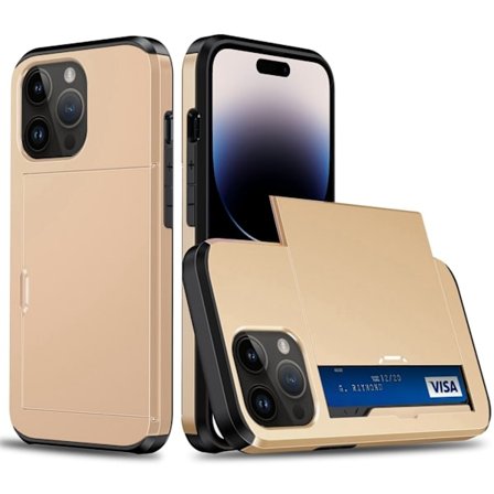 iPhone 16 Pro Max skal med korthållare Guld