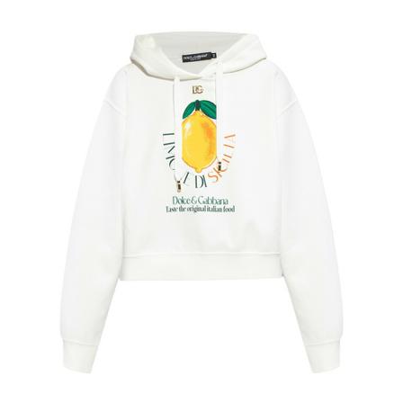 Dolce & Gabbana Short hoodie Hvid, Dame