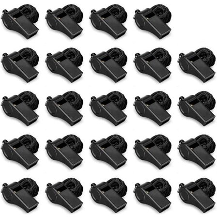 24 stk. fløjter, sport, fløjter med snor, skarp lyd, kraftige fløjter i løs vægt, ideelle til trænere, dommere og officials