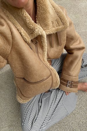 Josefine HJ x NA-KD Shearling Jacket - Teddy bear jakker & frakker - Beige - EU 32