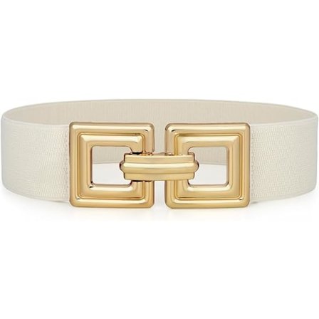 Elastisk bredt midjebelte for kvinner, moteriktig damebelte for kjoler med hul firkantspenne, pluss størrelse