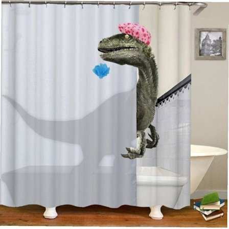 Badedinosaur trykt gardin vanntett baderomsgardin baderom